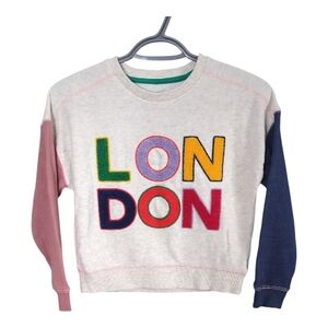 Boden Colorblock London Crewneck Sweatshirt Oatmeal Size 8-9 Years (134 cm)